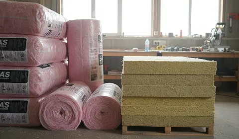 Fiberglass insulation and foam boards